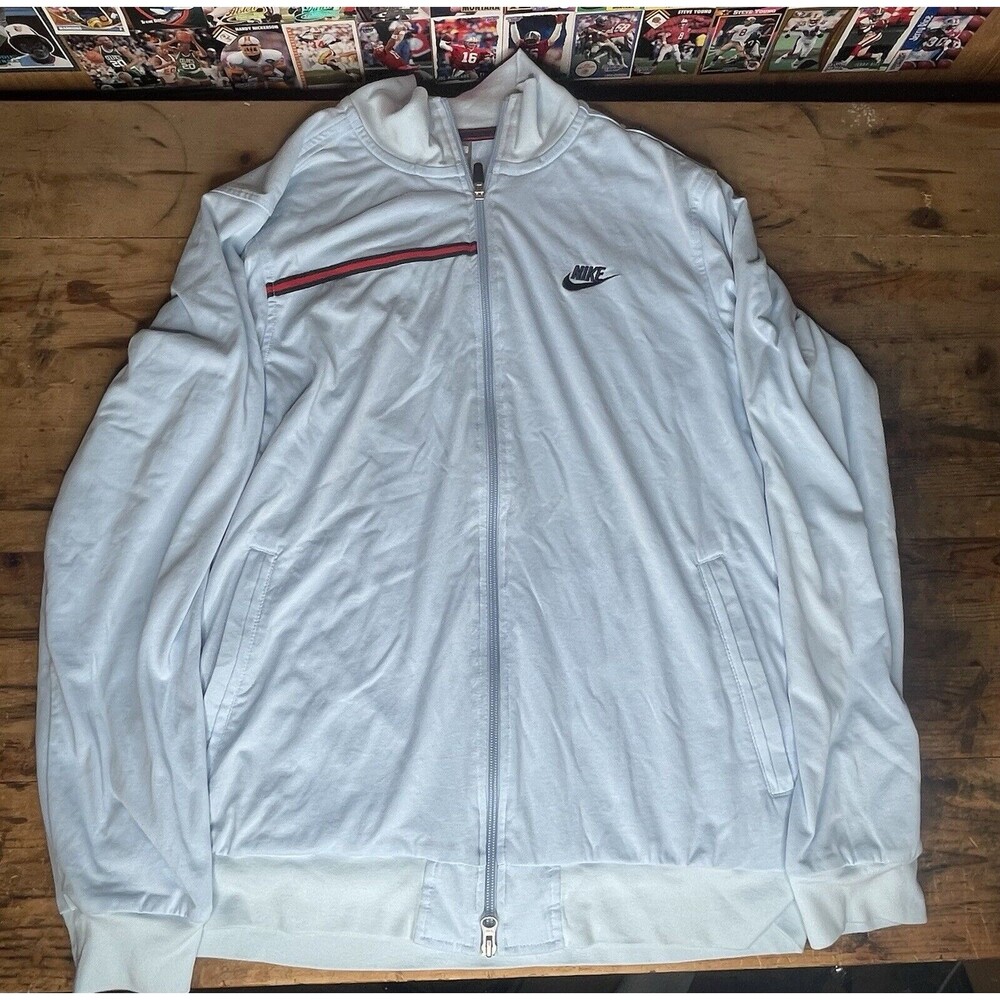 Nike Tennis Full Zip Up Jacket Blue Vintage Men’s Size L Dri Fit Red Line